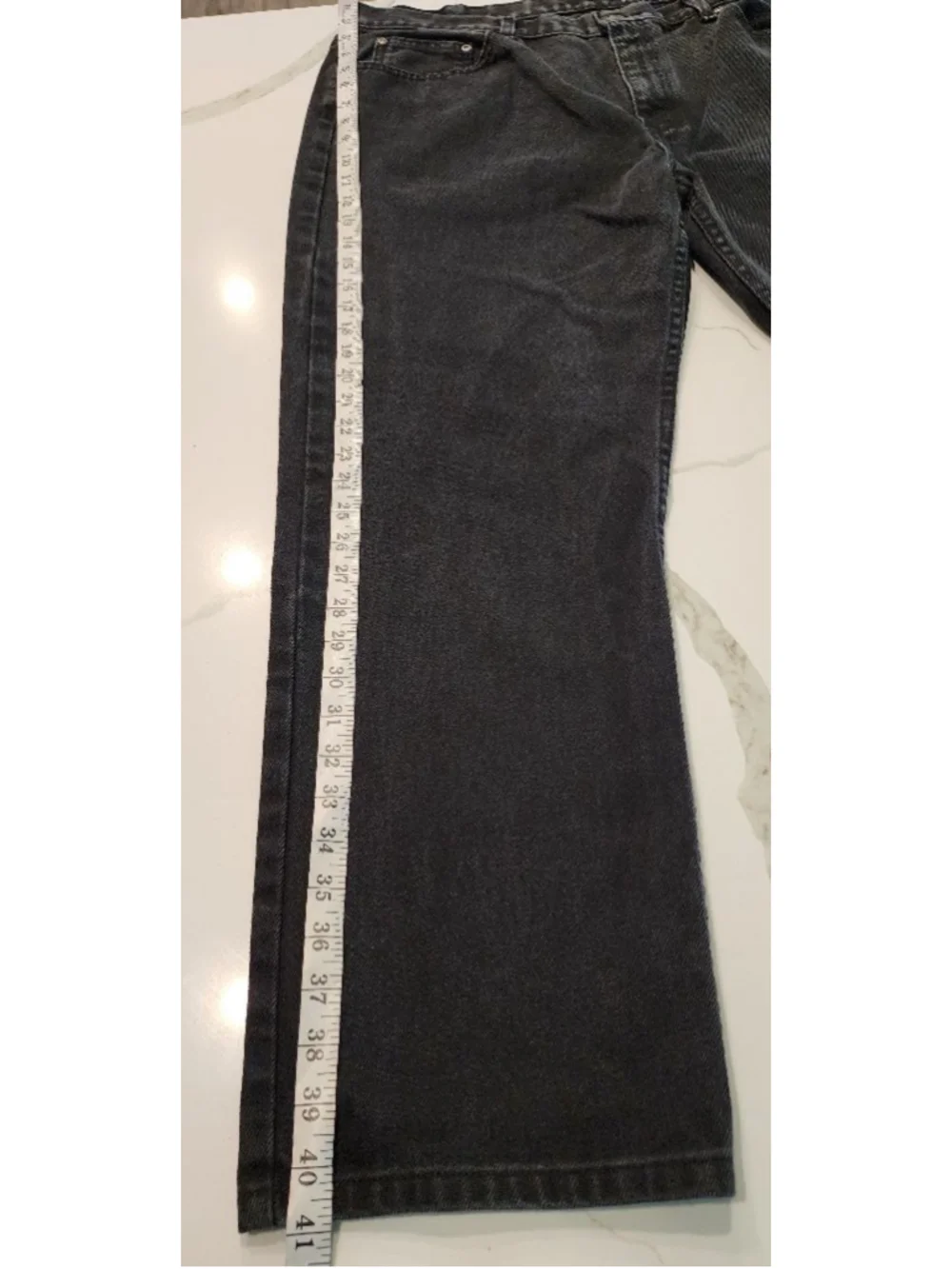 George Men's Black Regular Fit Straight Leg Jeans 40x30 100% Cotton Denim